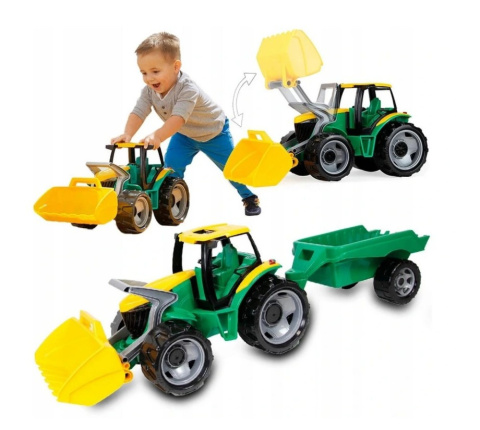 TRAKTOR Z PRZYCZEPĄ RUCHOMA ŁYŻKA DUŻY 110 cm 2w1