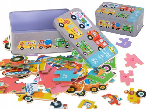 UKŁADANKA PUZZLE EDUKACYJNE POJAZDY AUTA NAUKA GRA