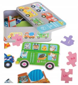 UKŁADANKA PUZZLE EDUKACYJNE POJAZDY AUTA NAUKA GRA