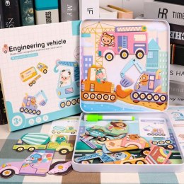 KLOCKI DREWNIANE MAGNETYCZNE POJAZDY UKŁADANKA