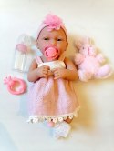 Lalka Bobas baby jak żywa+butelka smoczek łóżeczko