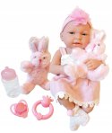 Lalka Bobas baby jak żywa+butelka smoczek łóżeczko
