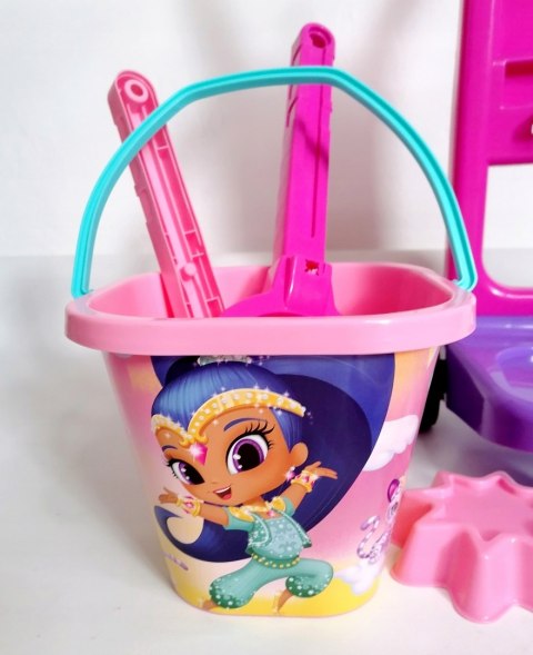 WÓZEK Z RĄCZKĄ DO PIASKOWNICY RÓŻOWY +ZESTAW