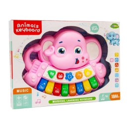 Pianinko muzyczne słonik kolorowa zabawka różowa