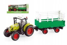 TRAKTOR Z PRZYCZEPĄ CIĄGNIK ROLNICZY ŚWIECI I GRA