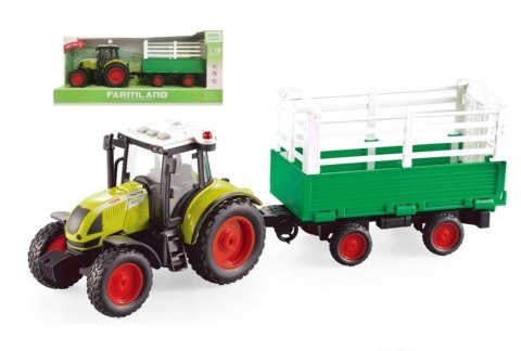 TRAKTOR Z PRZYCZEPĄ CIĄGNIK ROLNICZY ŚWIECI I GRA