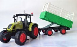 TRAKTOR Z PRZYCZEPĄ CIĄGNIK ROLNICZY ŚWIECI I GRA