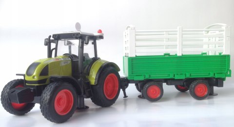 TRAKTOR Z PRZYCZEPĄ CIĄGNIK ROLNICZY ŚWIECI I GRA