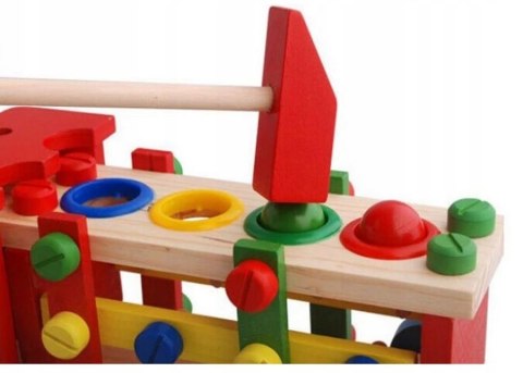 Drewniane autko edukacyjne narzędzia młotek kulki