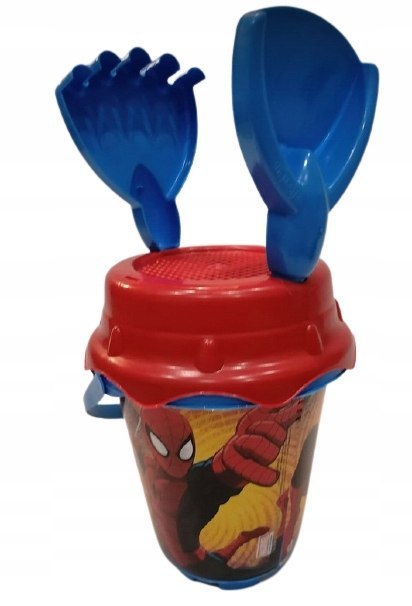 Zestaw do piasku wiaderko łopatka grabki SPIDERMAN
