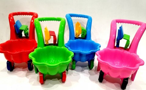 Wózek z rączką taczkI do piasku dla dzieci zestaw